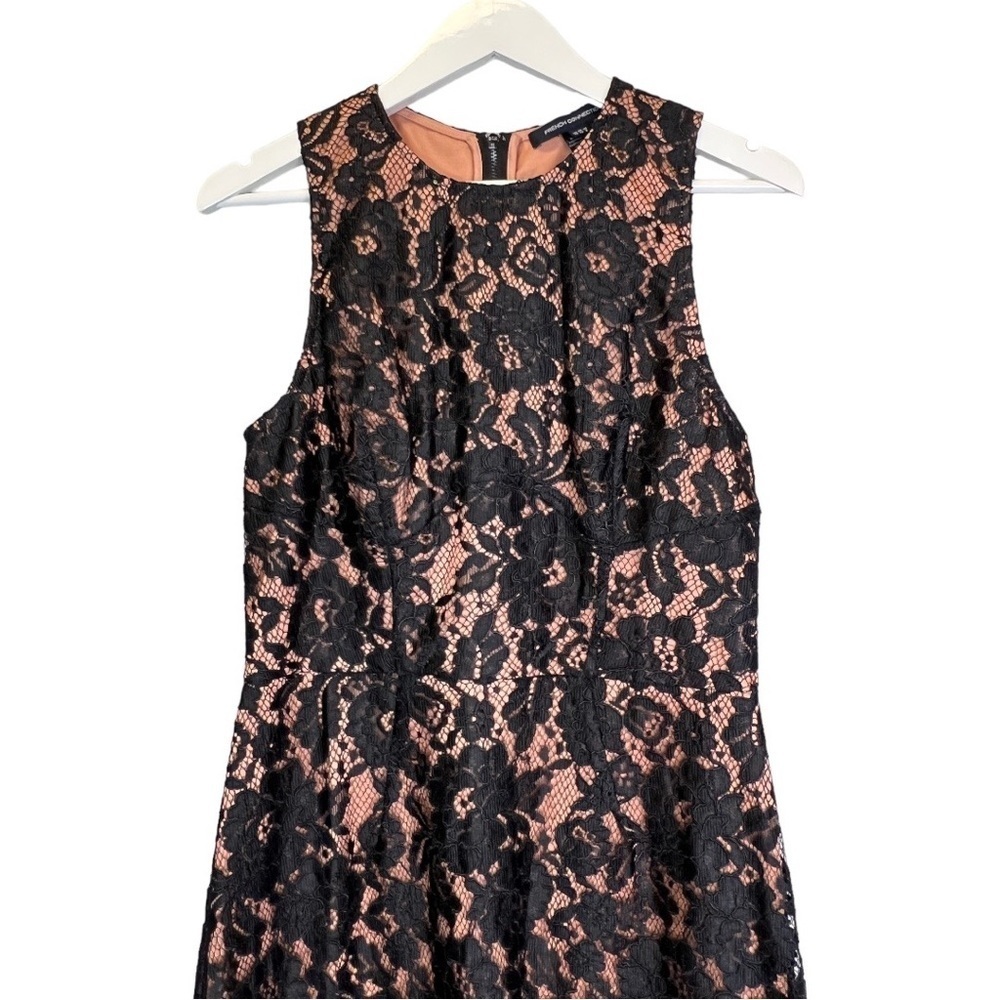 French Connection | NWT Black/Nude Lace Sheath Dress Sz 8 - Picture 3 of 9